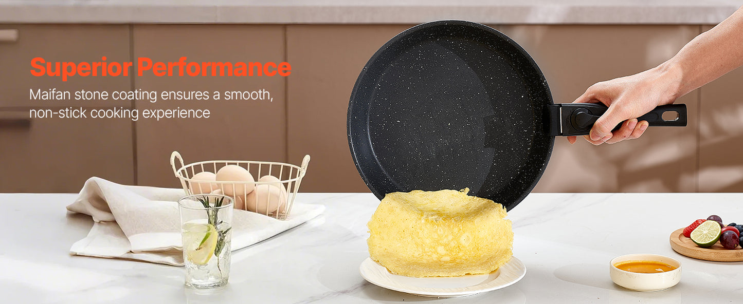 SucceBuy 17 Piece Nonstick Cookware Set Granite Induction Compatible