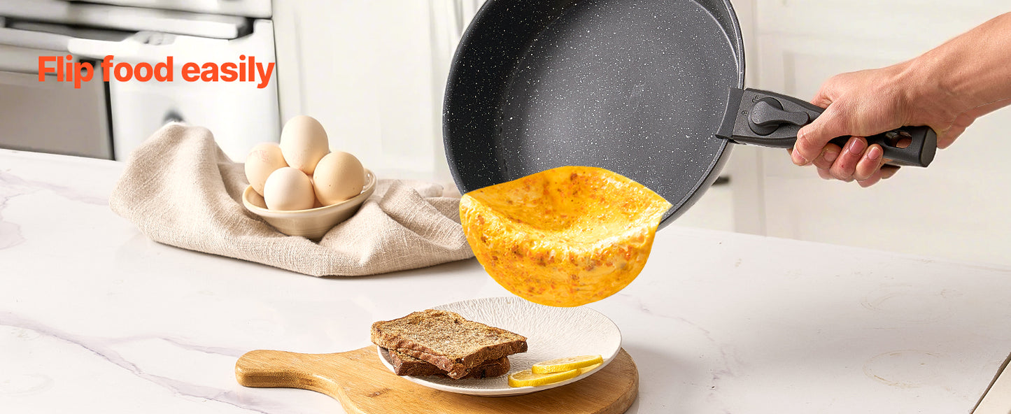SucceBuy 17 Piece Nonstick Cookware Set Granite Induction Compatible