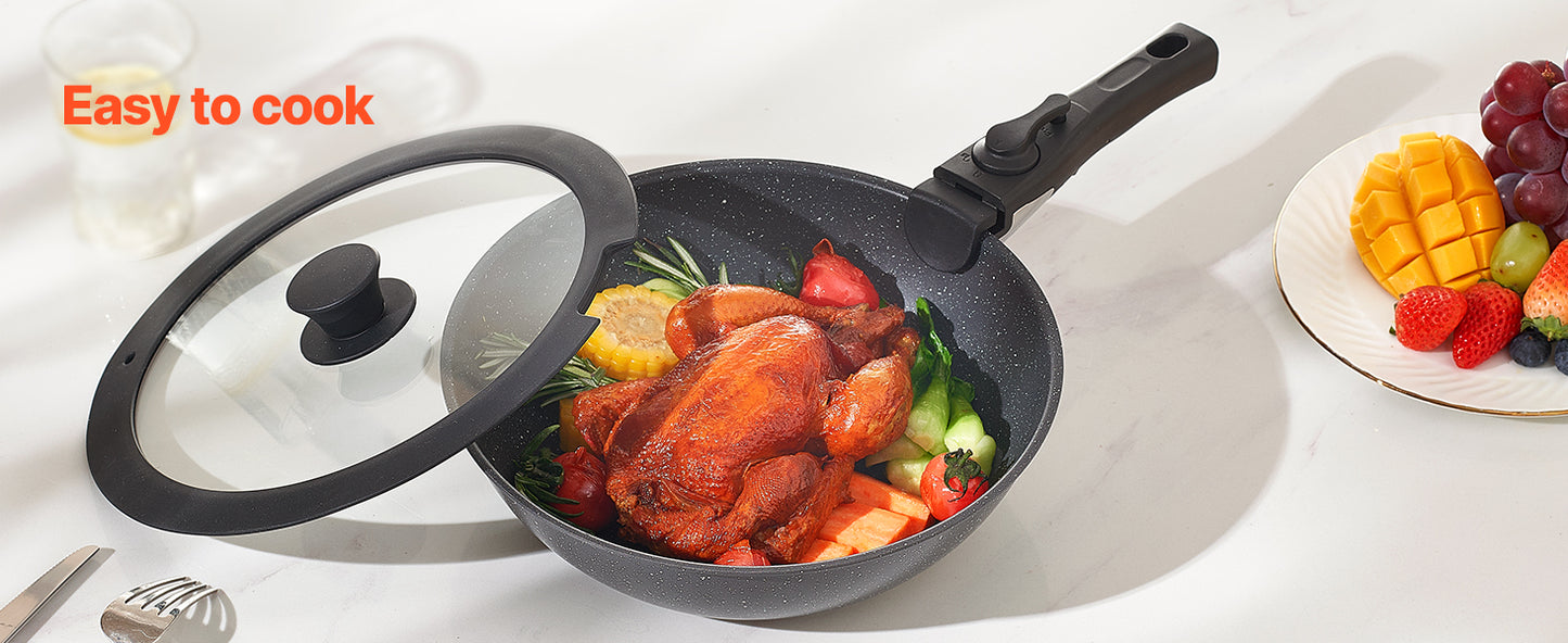 SucceBuy 17 Piece Nonstick Cookware Set Granite Induction Compatible