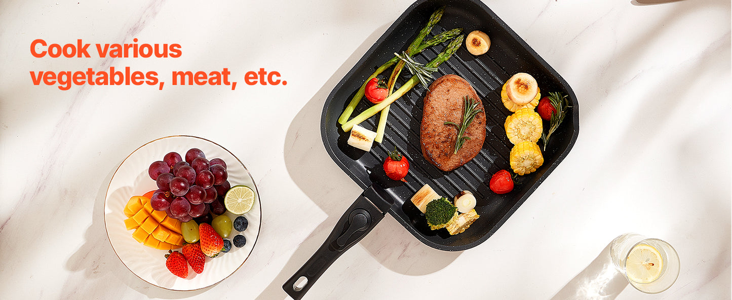 SucceBuy 17 Piece Nonstick Cookware Set Granite Induction Compatible