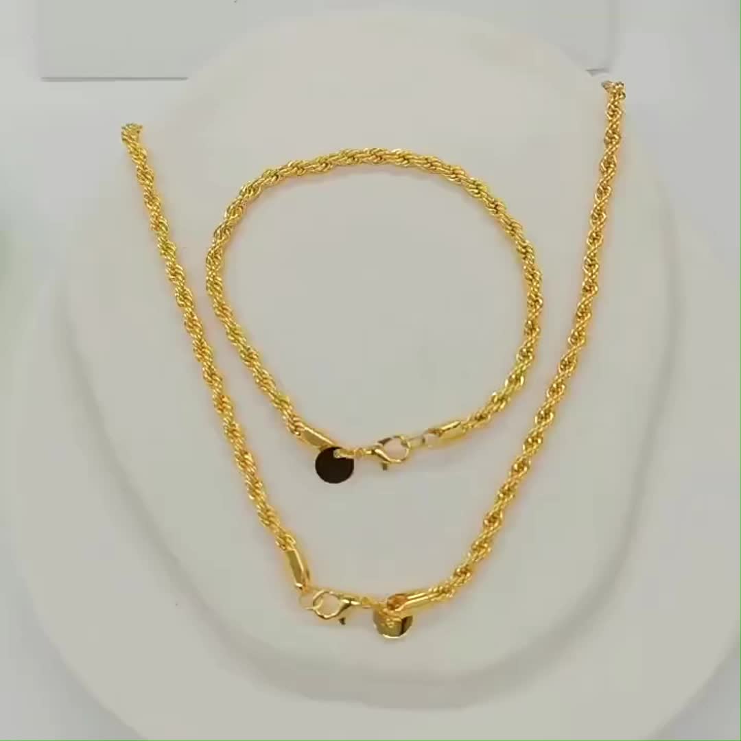 S925 Sterling Silvery 24k Gold Plated 4mm Twist Necklace, The Ideal Gift for Men, Women, Wives, Girlfriends, Mothers And Daughters On Anniversaries, Birthdays And Special Occasions (buy 3 Get 1 Free)