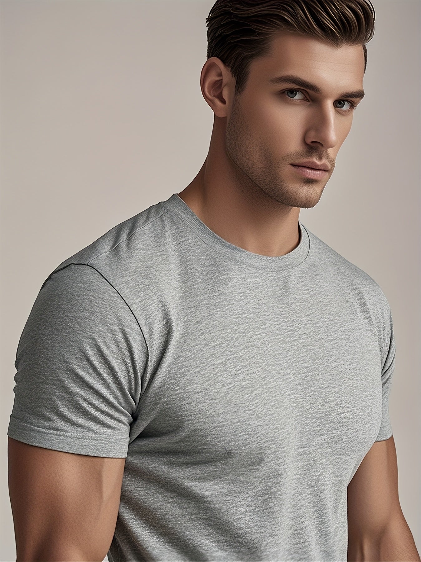 4pcs Men's Lightweight 100% Cotton T-Shirts - Solid Color Round Neck Casual Tees for Summer Sports & Casual Attire, Breathable All-Season Machine Washable Regular Fit Tops