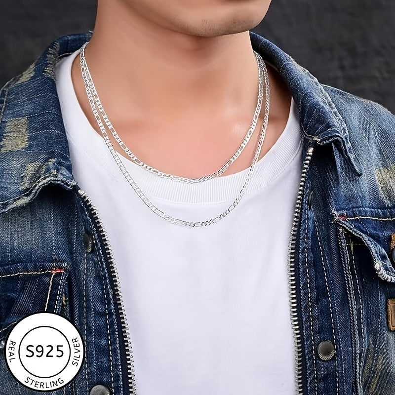 925 Sterling Silver Figaro Chain Necklace - 2.0mm Simple Necklace For Men And Women, Perfect For Christmas/New Year/Valentine'S Day