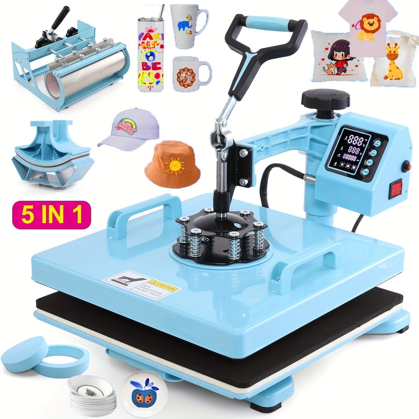 15"x15"/15"x12" 8-in-1/ 5-in-1 Heat Press Machine for T-Shirts, Bags, Pillows, Hats, Caps, Tumblers - 12"x10" T-Shirt Machine Can Only Press T Shirts, Pillows And Bags - HOMDOX Professional Sublimation Combo with Swing Away D