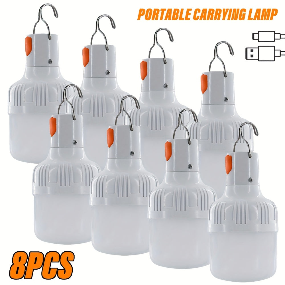 [Rechargeable LED Lanterns] 8pcs Rechargeable LED Camping Handheld Electric Lanterns | Portable Night Light, High Brightness Floodlight for Emergency, Fishing, Camping