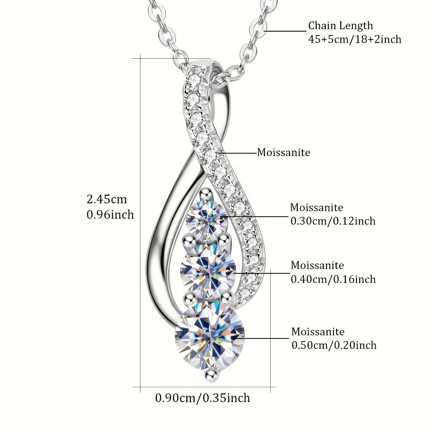 S925 925 Silvery Moissanite Necklace - Elegant 1.2 Carat Moissanite Pendant Necklace / Unisex Fashion Exquisite Jewelry - for Daily Wear and Parties - Wedding, Engagement, and Anniversary Gift - Birthday Gift for Family, Frie