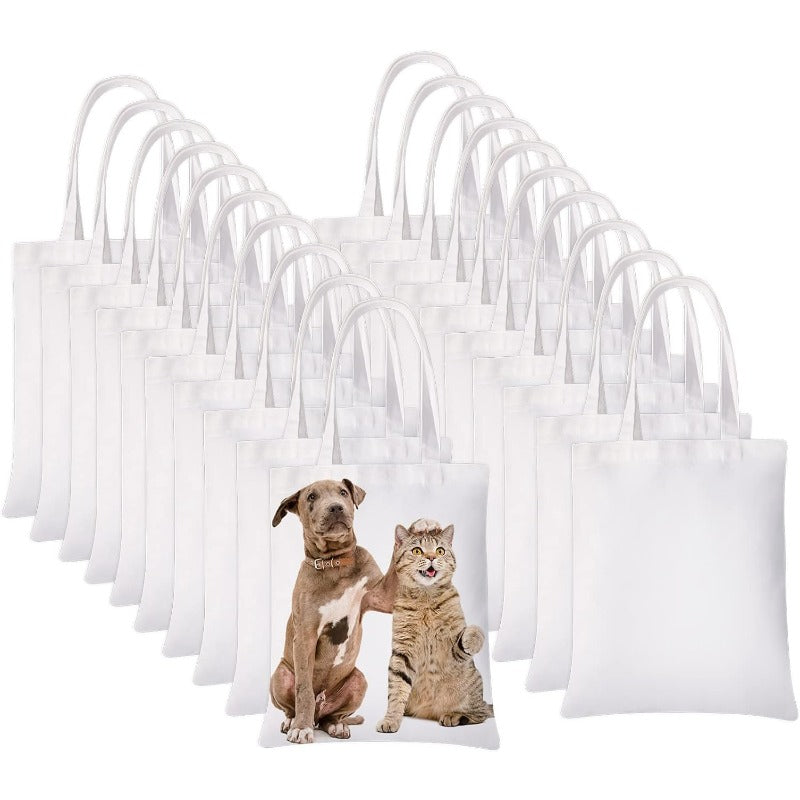 20pcs YOUKE OLA White Sublimation Blank Canvas Tote Bags - Large Rectangular Non-Woven Fabric Grocery Bags with Rounded Corners, Heat Transfer Printing for Crafts, Promotional Events, Gift Bags, Durable & Easy to Clean, Bulk