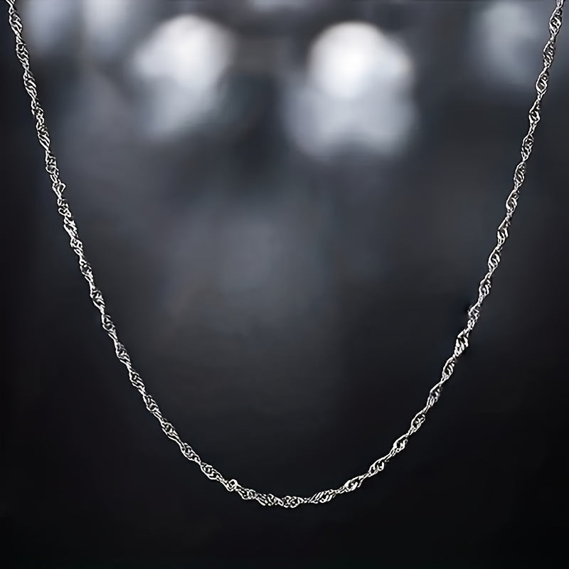 A 15g 925 sterling Silvery anti-allergy simple chain Women's necklace, shining delicate and elegant collarbone chain, party gift preferred, ideal gift for Mother's Day