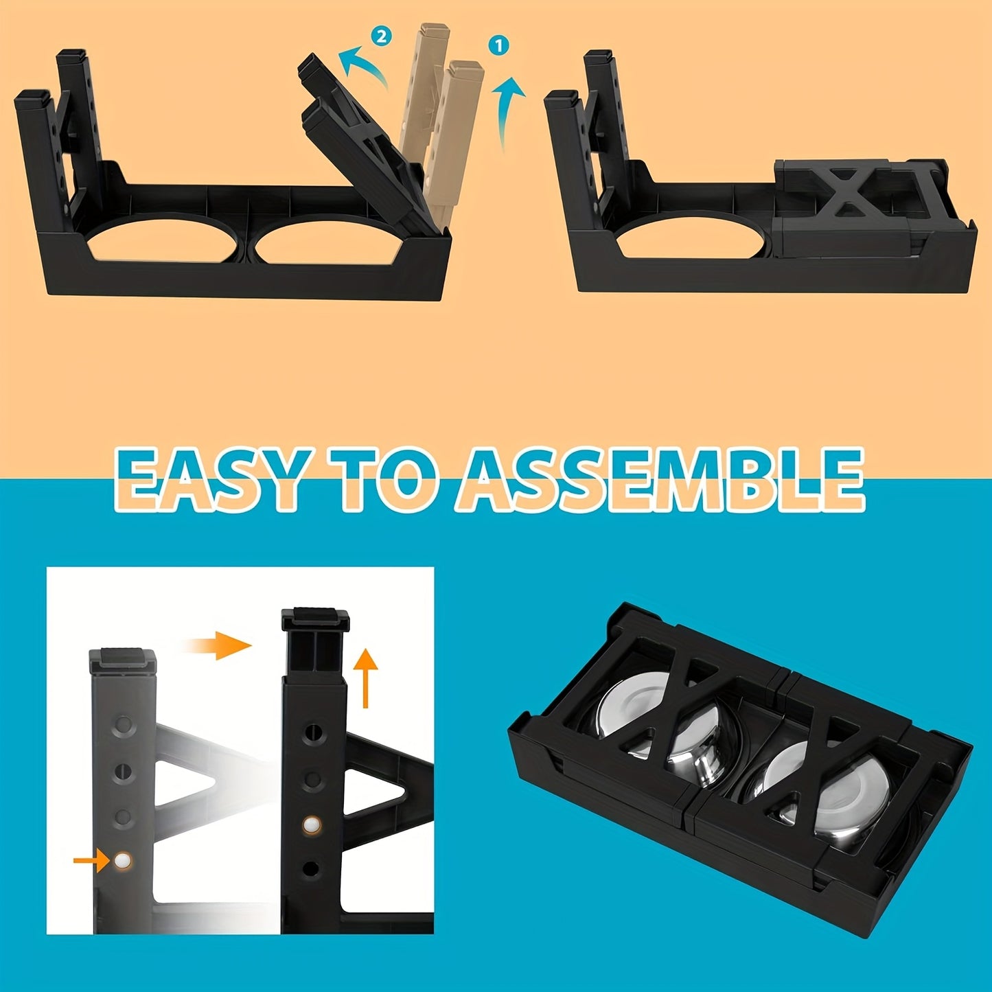 5 Height Adjustable Raised Dog Bowls, Collapsible Raised Dog Bowl Stand with Slow Food Bowl And Stainless Steel Dog Food Bowl for Small, Medium, And Large Dogs And Cats