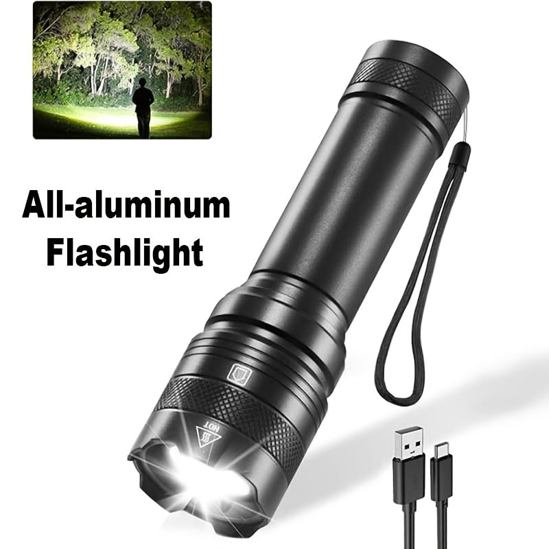YOOMUE 2 Pack High Lumen Aluminum Flashlights With Zoomable Beam And Rechargeable 1200mAh Batteries