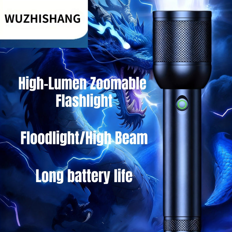 WUZHISHANG High Lumen Flashlight 550 Lumens Five Mode Adjustable Focus Floodlight USB Type C Rechargeable