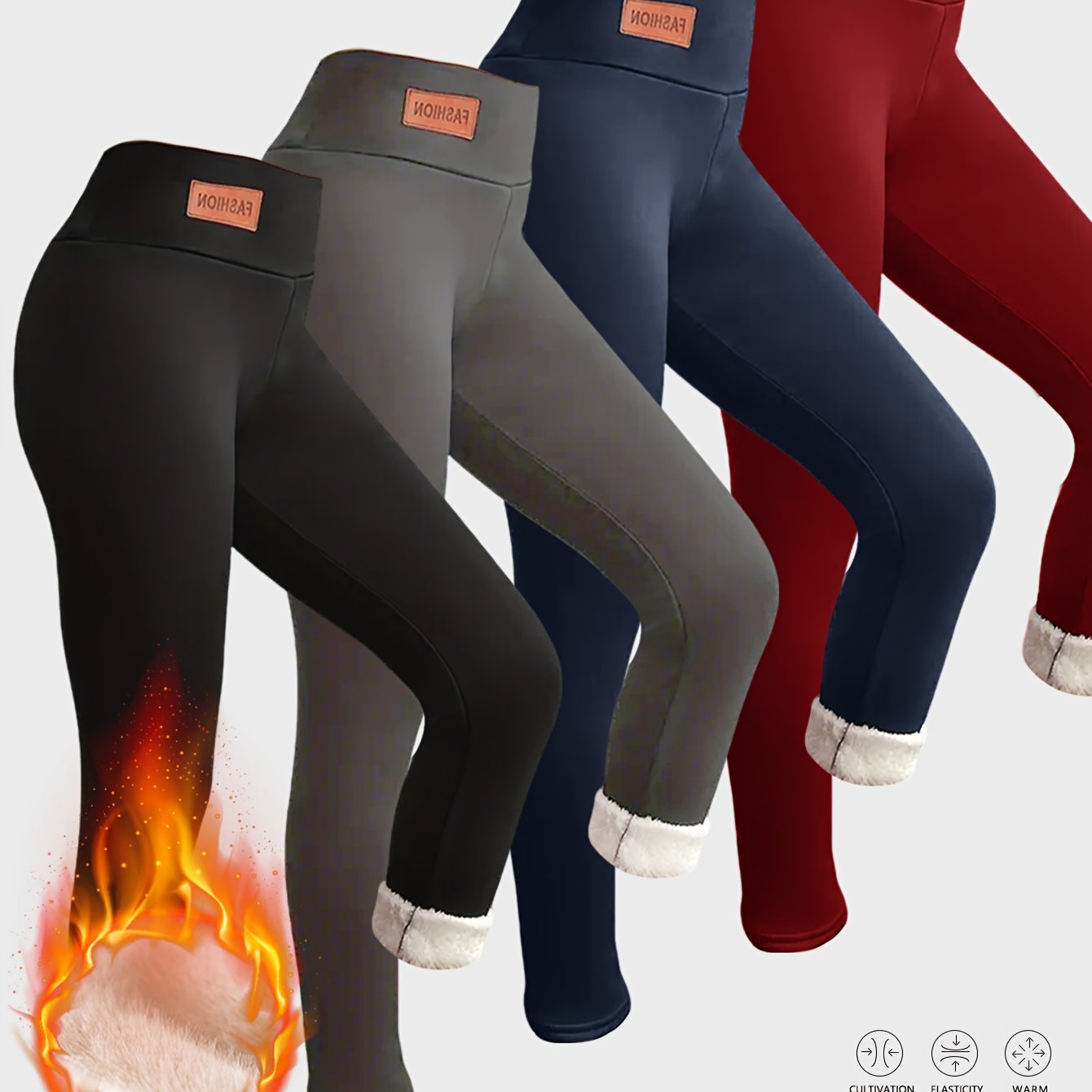 Women's Fleece-Lined High-Waisted Leggings 4-Piece Set For Fall And Winter Warmth And Comfort