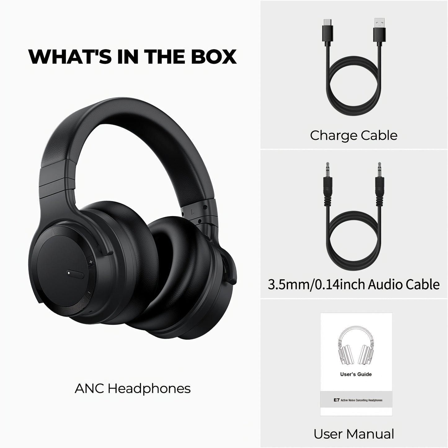 Active Noise Cancelling Headphones Wireless Headphones with Rich Bass, Clear Calls, 30 Hours Playtime, Comfort Fit, Black