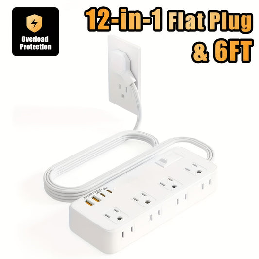HIHEGD 2 In 1 PowerStrip SurgeProtection USBPorts HighSpeedCharging WallMountable