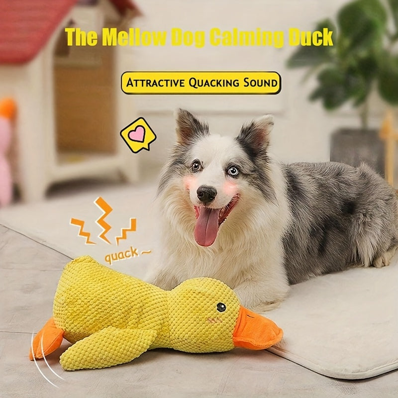2pcs Squeaky Duck Dog Toys - Soft Plush, Chew-Resistant, Bright Yellow with Orange Beak & Feet, Fun Indoor Play for All Breeds, Teeth Cleaning & Boredom Relief, Includes 3 Sizes (S/M/L)