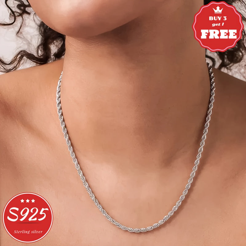 Italy 925 Handmade Sterling Silvery Necklace, Fashion Twist Necklace For Men And Women, Holiday, Valentine'S Day, Everyday Everything - With Exquisite Gift Box (buy 3 Get 1 Free)