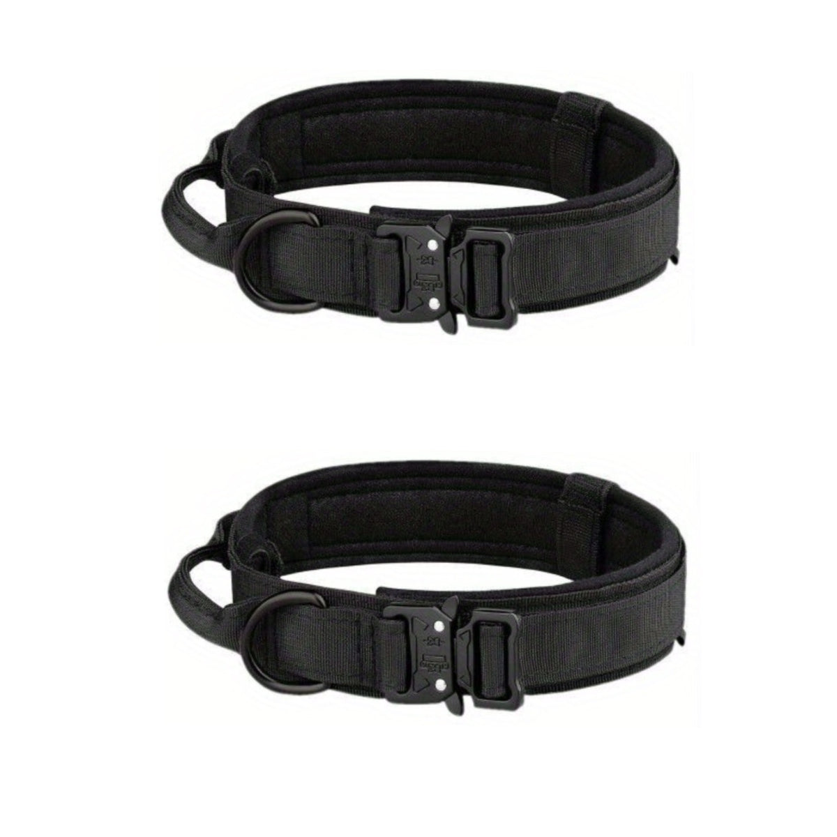 2pcs Heavy Duty Tactical Dog Collar with Handle & Metal Buckle - 1.5" Wide Nylon -Grade Obedience Training Collar for Large/Medium Dogs (German Shepherd,, Labrador) - Adjustable, Padded, Outdoor, Camping, Hunting Gear