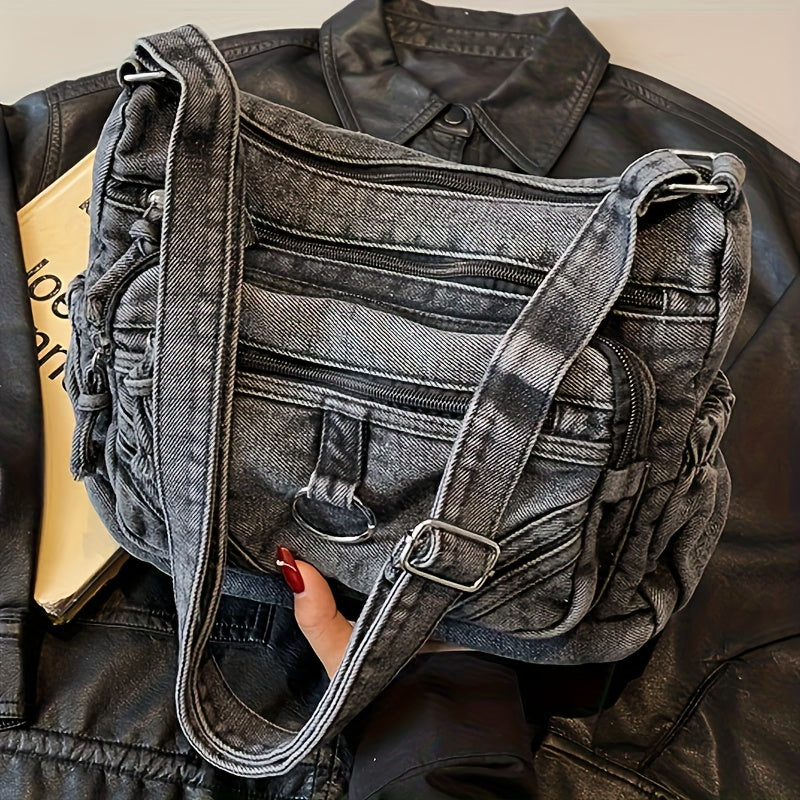 2pcs Set: Bag + Metal Pendant, Women'S Fashion Retro Casual Handbag, Unique Edge Motorcycle Bag, City Style Worn City Bag, Suitable for Work, Commuting, Dating, Parties, Spacious Multi-Pocket Shoulder Crossbody Bag