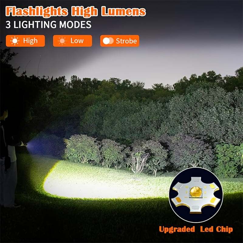 YOOMUE 2 Pack High Lumen Aluminum Flashlights With Zoomable Beam And Rechargeable 1200mAh Batteries