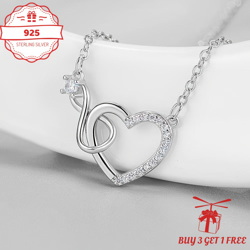Handmade, S925 Sterling Silvery Love Necklace, Classic Neck Decoration Gifts, Suitable For All Seasons, Suitable For Both Teenager And Teenager, Gifts For Him/her On Valentine'S Day, Family, Friends, Sisters, Buy 3 Get 1 Free