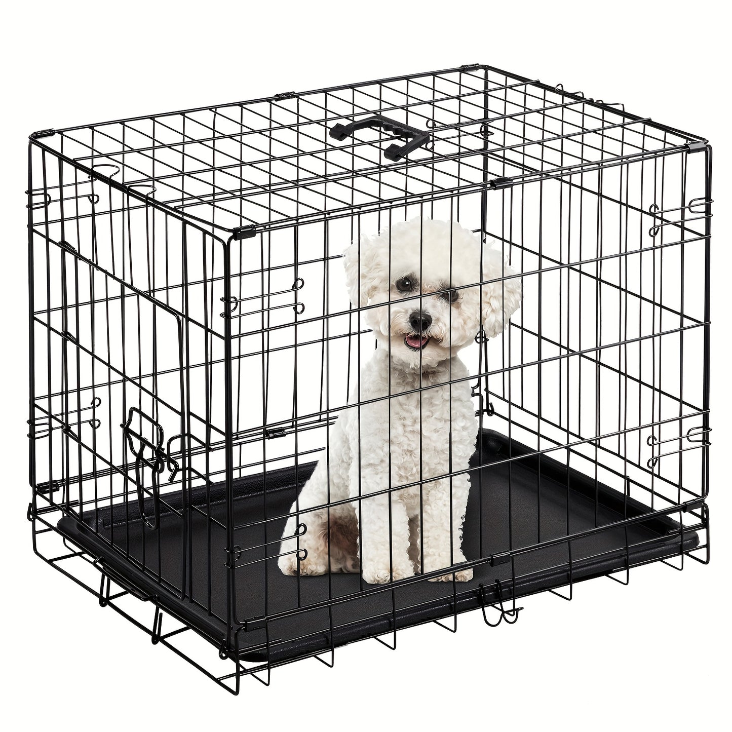 24/36/42/48-inch Pet Cage - Reinforced metal folding pet cage with dividers and removable tray. Portable dog crate suitable for indoor and outdoor use. Easy to carry and assemble on the go. An ideal choice for your pet cage n