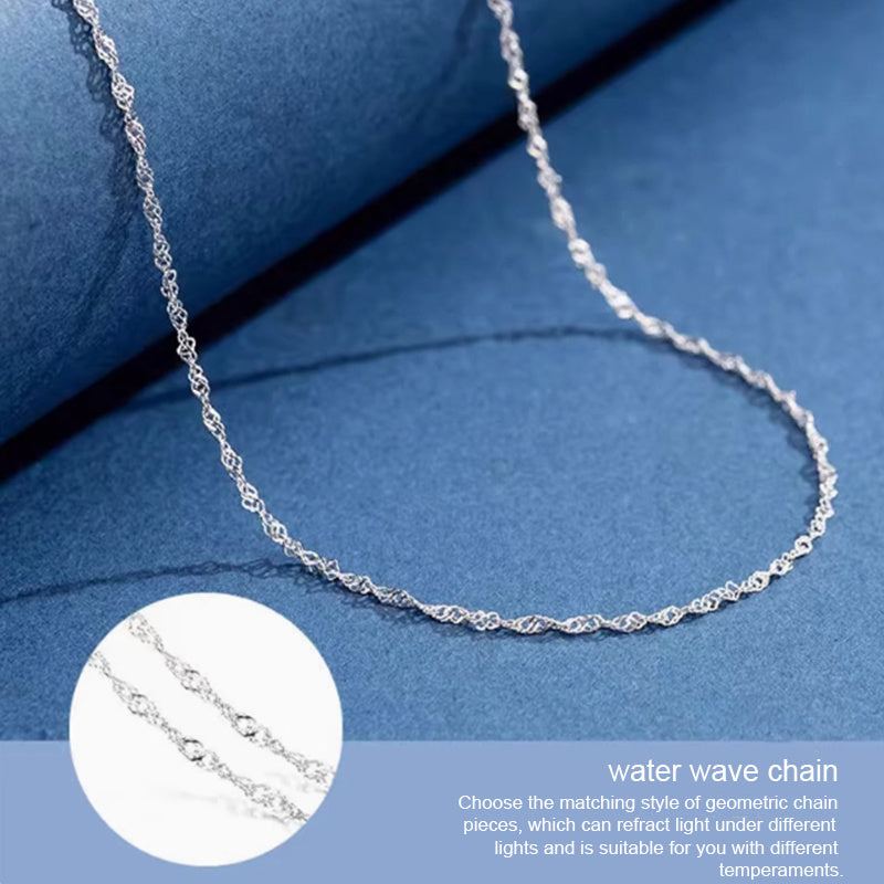 A 15g 925 sterling Silvery anti-allergy simple chain Women's necklace, shining delicate and elegant collarbone chain, party gift preferred, ideal gift for Mother's Day