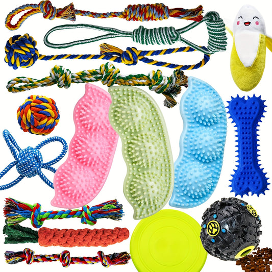 Dog Chew Toys for Puppies Teething, Puppy Toys 16 Pack Dog Toys for Aggressive Chewers Puppy Chew Toys Dog Toy Bundle Small Dog Squeaky Toys Iq Treat Ball Pet Toys for Small Dogs