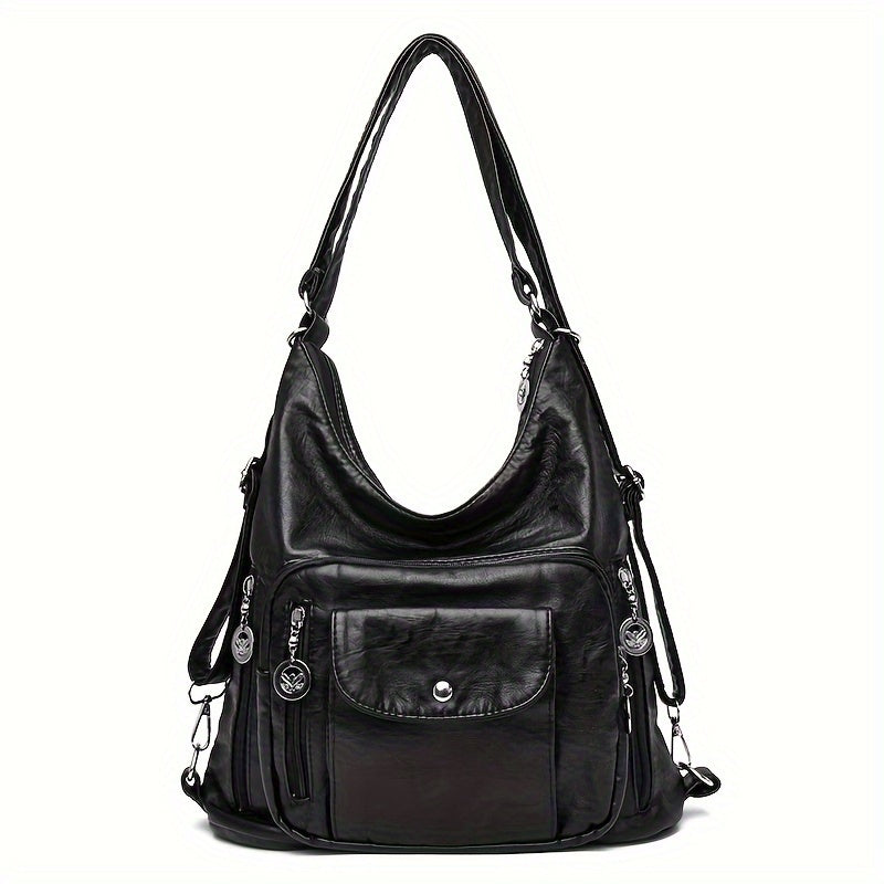 [Retro Soft Leather Bag] Large Capacity Retro Soft Leather Shoulder Bag - Fashion Casual Multi-purpose Diagonal Handbag