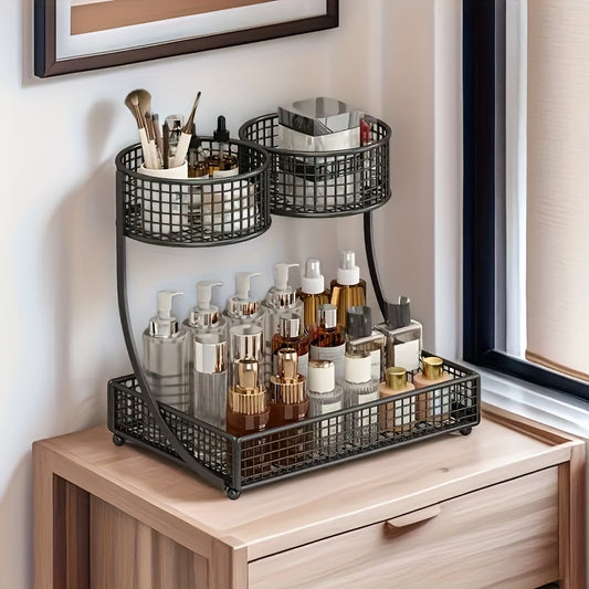FJNATINH Two Tier Metal Cosmetic Organizer Shelf For Vanity