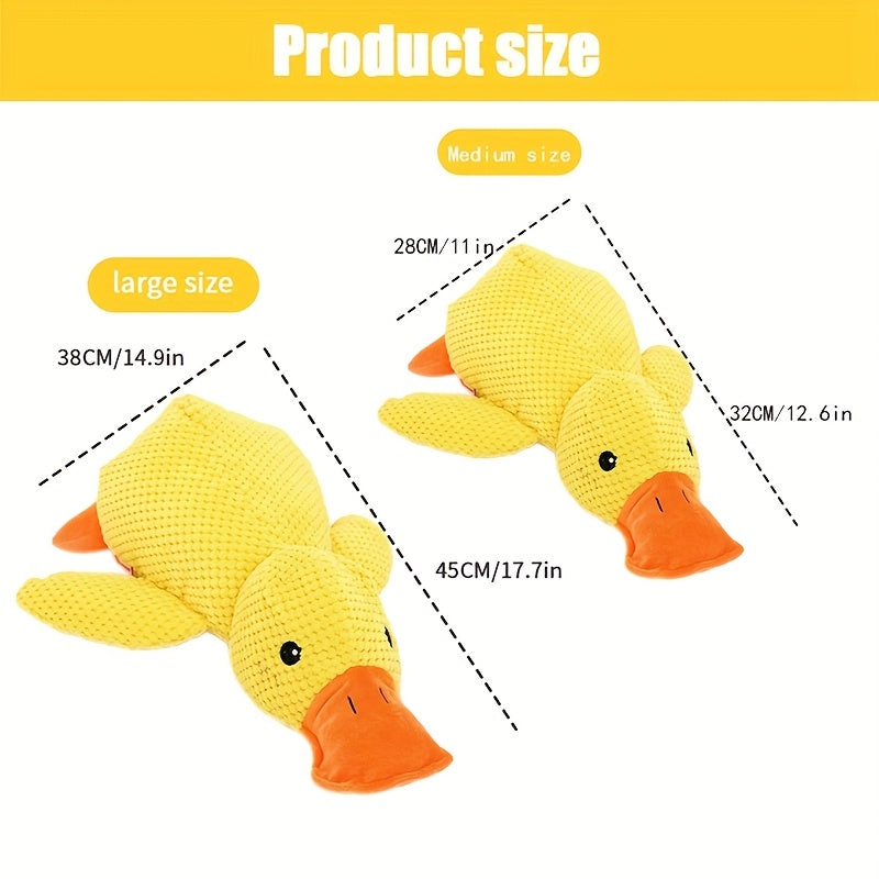 2pcs Squeaky Duck Dog Toys - Soft Plush, Chew-Resistant, Bright Yellow with Orange Beak & Feet, Fun Indoor Play for All Breeds, Teeth Cleaning & Boredom Relief, Includes 3 Sizes (S/M/L)