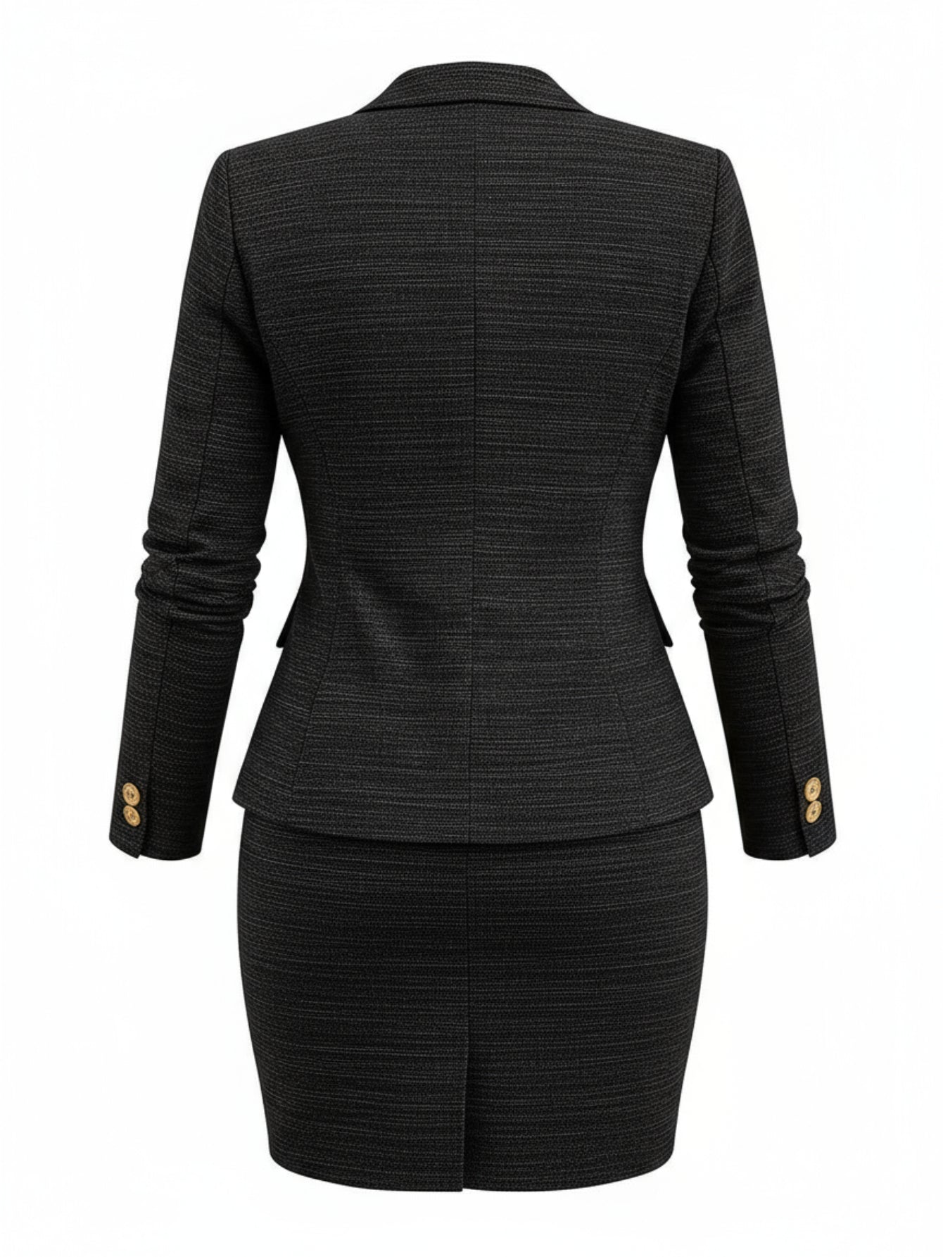 2pcs Set: Dark Gray Blazer + Pencil Skirt Suit for Women | Stylish and Professional Design, Suitable for the Workplace and Formal Occasions