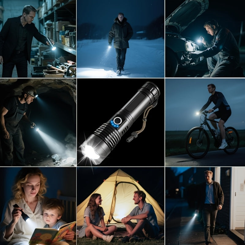 Rechargeable LED Flashlight 500 Lumen 5 Modes Multifunctional Handheld for Home Emergency Hiking