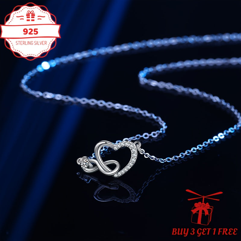 Handmade, S925 Sterling Silvery Love Necklace, Classic Neck Decoration Gifts, Suitable For All Seasons, Suitable For Both Teenager And Teenager, Gifts For Him/her On Valentine'S Day, Family, Friends, Sisters, Buy 3 Get 1 Free