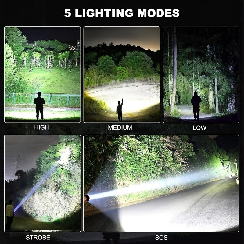 Rechargeable LED Flashlight 500 Lumen 5 Modes Multifunctional Handheld for Home Emergency Hiking