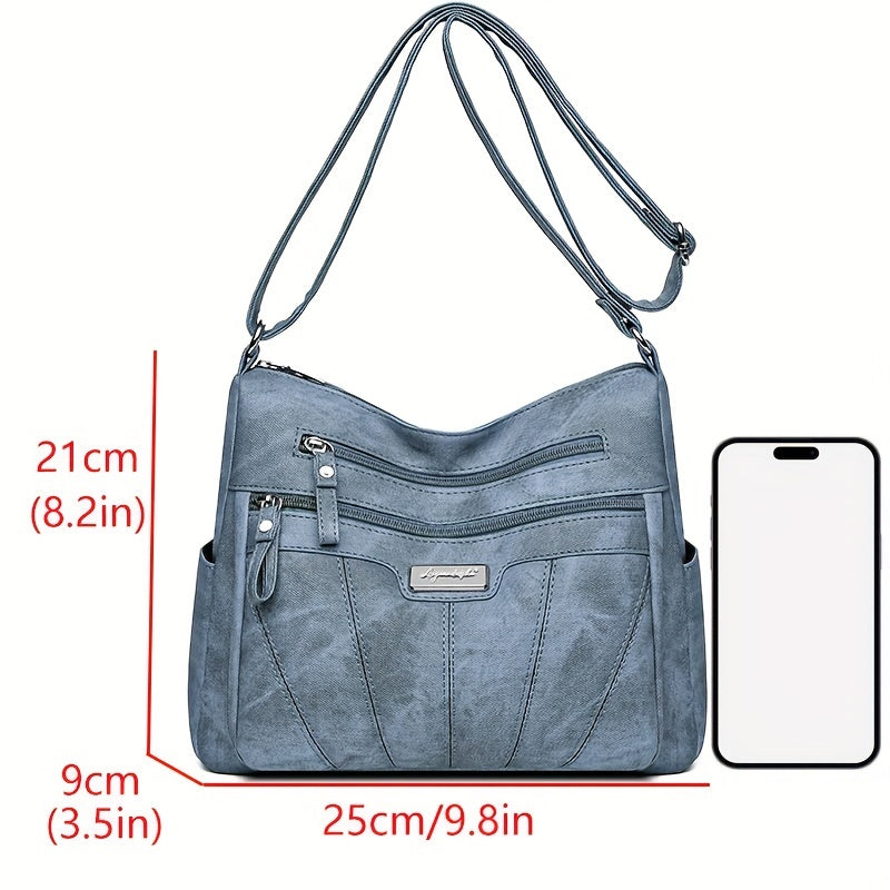 Women'S Retro Crossbody Bag with Adjustable Strap & Multi-Pocket Design - Durable Nylon/-like, Zipper Closure, Golden-Tone Hardware - - Versatile Everyday Purse for Commuting, Travel, Work, School - Stylish Gift for Women (Ph