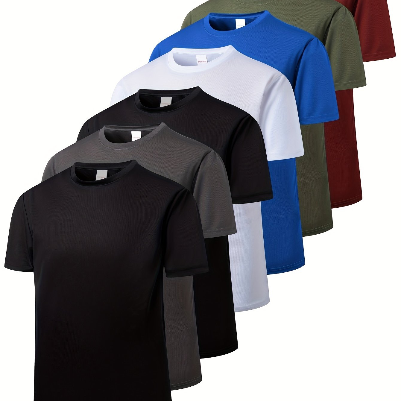 7pcs Men's Cotton Athletic T-Shirts - Comfortable, Moisture-Wicking Crew Neck Tees for Gym & Casual Wear, Perfect Gift Idea