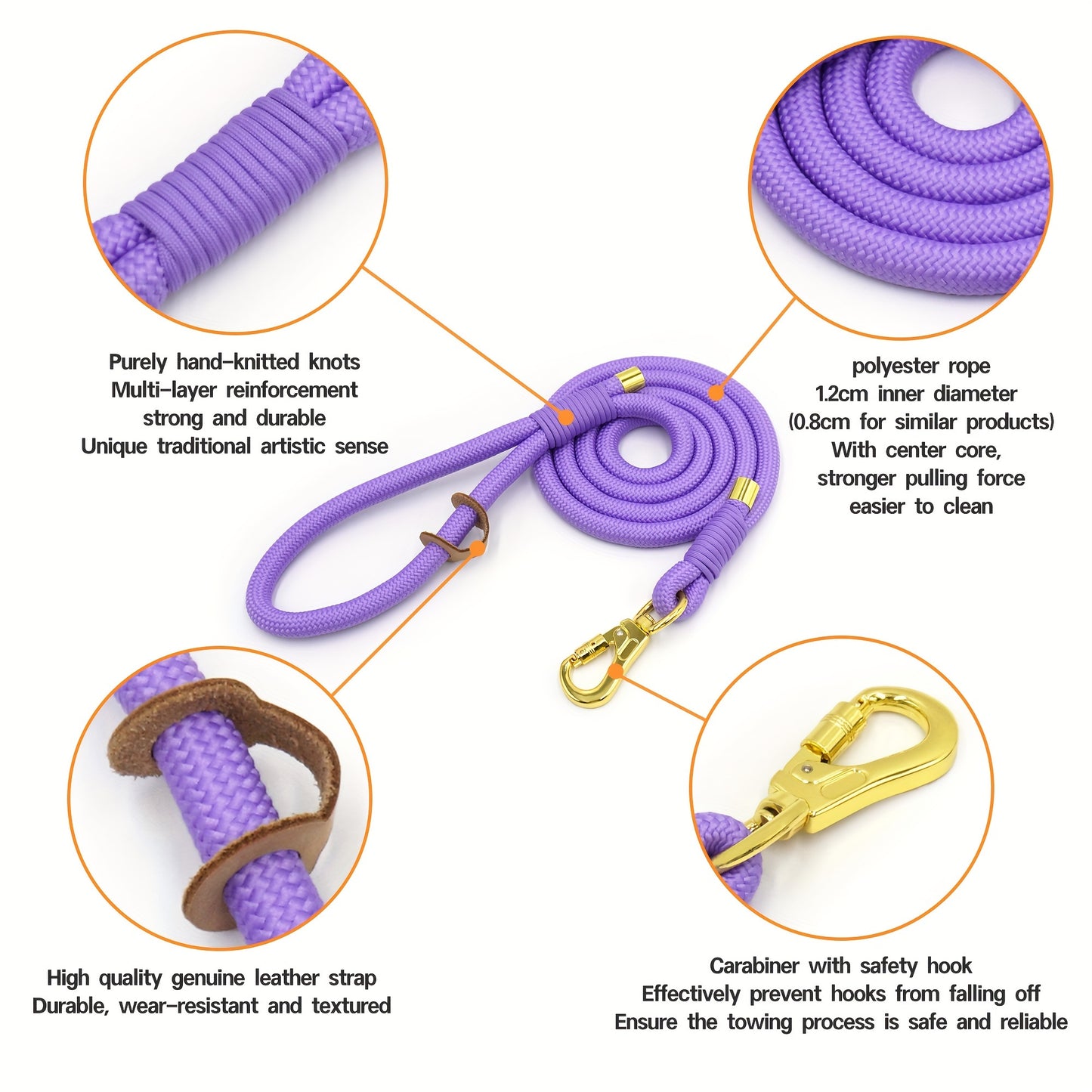 1 MIHA Heavy-Duty 5ft Woven Polyester Dog Leash & Lead - Solid Color Durable Outdoor Pet Training Leash, All-Weather Woven Fabric for Boys, Girls, Dogs & Bunnies (No Batteries Required) - Ideal Gift for dog Owners