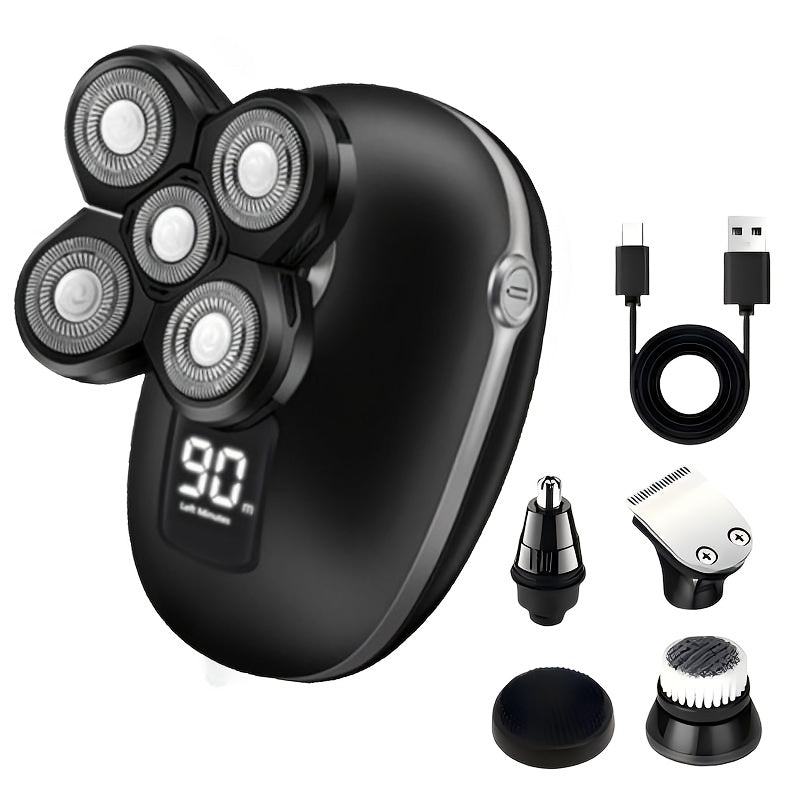 CGECGE 5 In 1 Men's Electric Shaver And Full Head Grooming System USB Charging IPX6 Waterproof Wet Dry