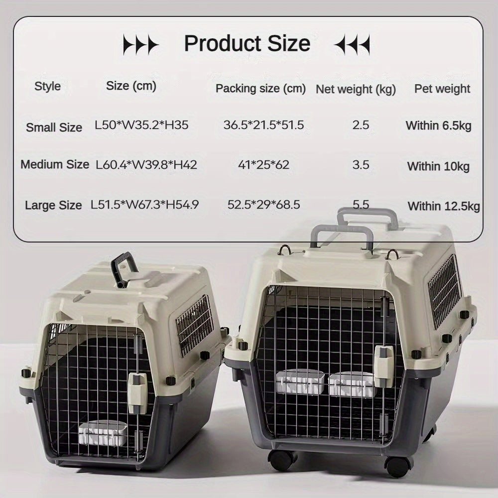 [Airline Approved Pet Carrier] Large Portable Airline Approved Pet Travel Carrier | Hard-Sided Kennel with Metal Door, Anti-Pressure & Anti-Fall Design, Durable Construction, Secure Locking System & Easy-Carry Handle - Ideal